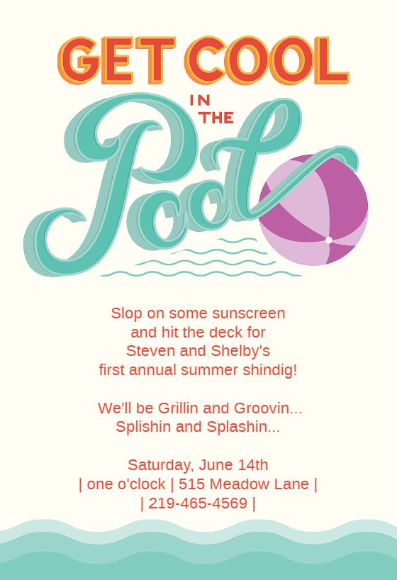 Pool Party Party Invitation Template Greetings Island